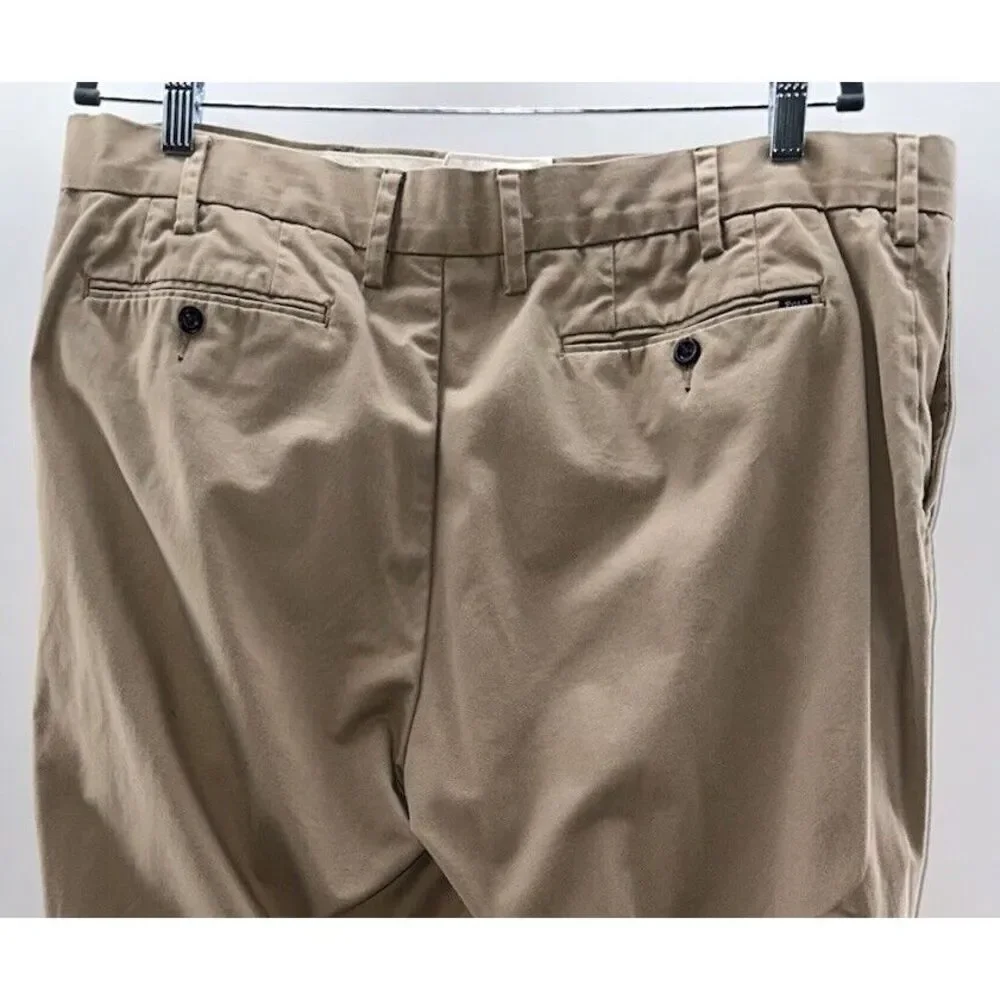 Polo Ralph Lauren Men's Stretch Classic Fit Khaki Chino Pants 38x32 Flat Front‎